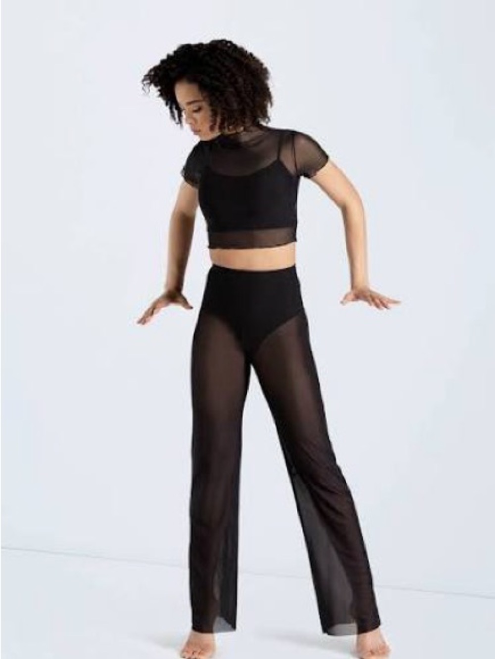 Weissman Black Sheer Wide-Leg Pants - Picture 2 of 2